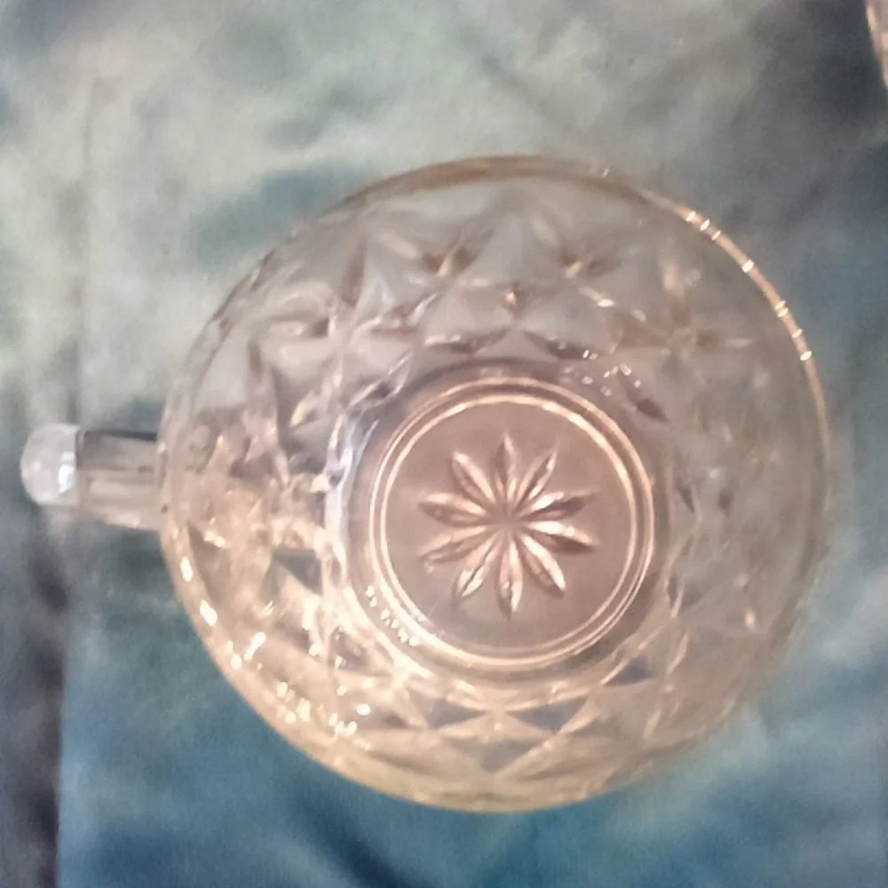 8 vintage clear glass anchor Hocking diamond punch cups